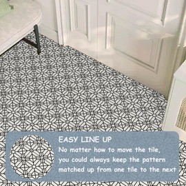 RomDeco Peel and Stick Floor Tile Waterproof, 20pcs Vinyl Flooring Self Adhesive 11.8in X 11.8in, Peel and Stick Flooring Lined Up Easily for Home Decoration, Soft Material Avoids Breakage(Black)