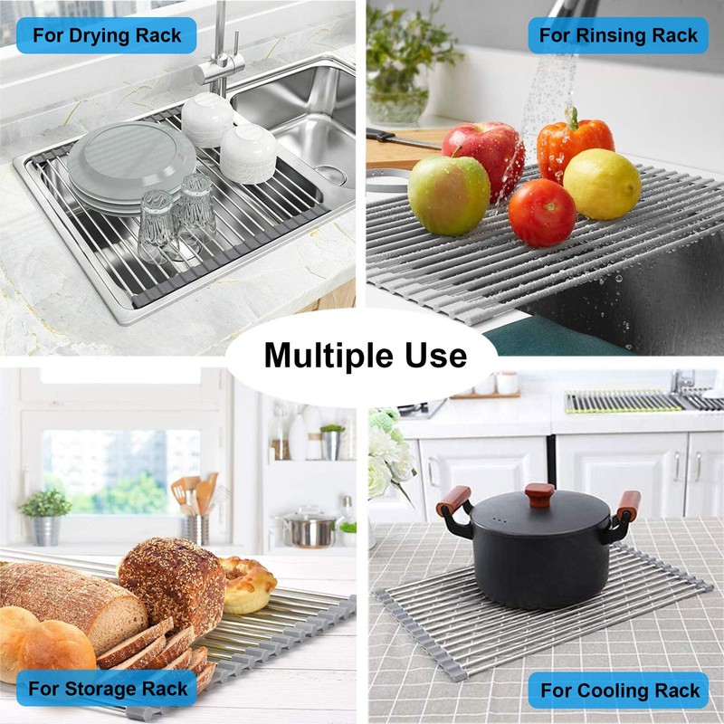 Searik Over The Sink Dish Drying Rack, Roll up Sink