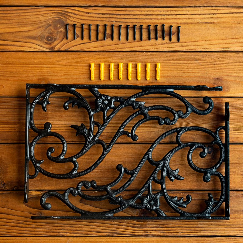 14''x8.5'' Decorative Shelf Brackets,2 Pack Cast Iron Shelf Supply,14 Inch