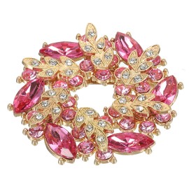 PATIKIL Rhinestone Flower Brooch Pin, Large Crystal Wreath Lapel Pin for Women Wedding Party Birthday Dance Banquet Dress Clothes Hat Bag Decoration, Pink