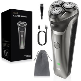 DOAO Electric Razor for Men, 100% Waterproof, Gentle on Sensitive Skin, Wet & Dry Rotary Electric Shavers for Men, Pop-up Beard Trimmer, 120 Min Shaving, 1.5H Fast Charge, Ergonomic Men's Shaver