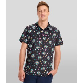 Tipsy Elves Men's Athletic Fit Golf Polo Shirts - Performance 4-Way Stretch Moisture Wicking Fabric for Men - Black Men's Cart Dog Golf Polo, Size X-Large - Golf Cart Shirt