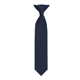 Jacob Alexander Young Boys' Solid Color 11 inch Pre-Tied Clip-On Neck Tie - Navy Blue
