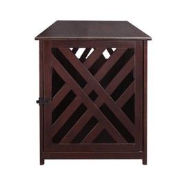 Casual Home Wooden Lattice Pet Crate, End Table, Espresso
