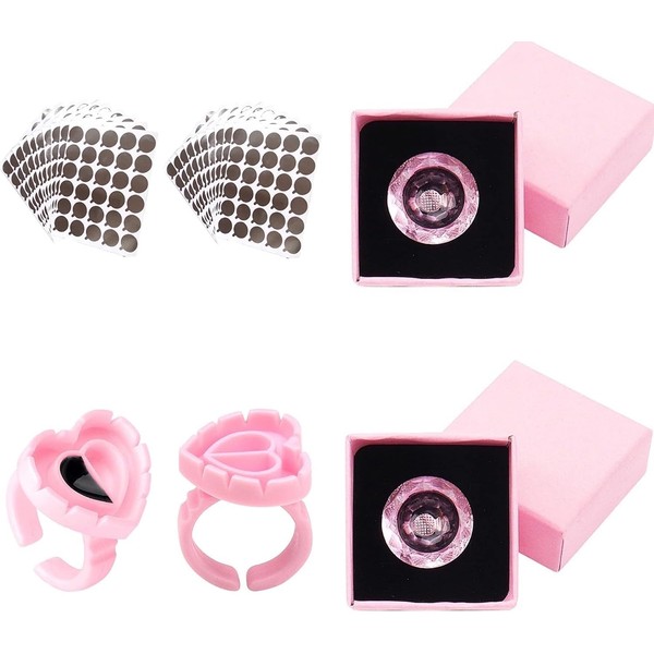 Lash Extension Kit, Diamond-Shape Lash Glue Rings, Aluminum Foil Glue