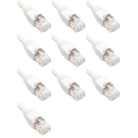 RiteAV 15 Feet Cat6 Ethernet Network Patch Cables White RJ45 m/m (10 Pack)