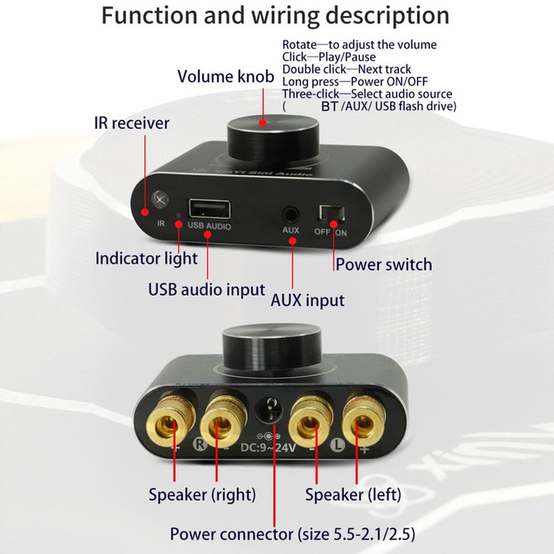 ERYUE 50W + 50W BT 5.1 Audio Power Amplifier Portable