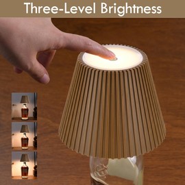 WILIT Wireless Bottle Lamp, 3-Level Brightness Rechargeable Cordless Table Lamp Shades, Night Light, Battery Operated Lamp for Bedroom, Bar Decorations for Home, Gifts for Mom Dad