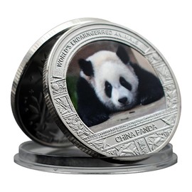 Ourhommie Novelty Panda Coin Round Commemorative Coins Double Sided Metal Coin Gifts in Capsule (Looking)