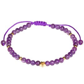 Jewboo Star Plated 14k Gold Amethyst Crystal Jewelry for Women Beaded Bracelets Healing Crystals Bracelet for Women Birthday Gifts