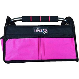Pink Tote Bag Multi-Purpose Collapsible Wide Mouth Tool Box Organizer With Steel Handle. Great for Home Improvement/Contractors Tools. Heavy Duty Storage Pockets. With Over the Shoulder Strap