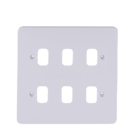 Schneider Electric Lisse White Moulded - 6 Gang Grid Faceplate, with Mounting Frame, GGBL06G, White