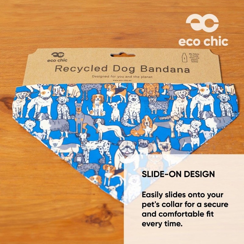 Eco Chic Recycled Dog Bandana 1PCS Washable Triangle Scarf for