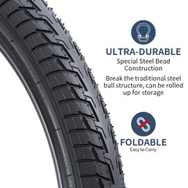 YunSCM YS-124 2 tires, 20 2.0 tires, 20 x 2.0 54-406 bicycle tires, compatible with 20 inch 2.0 road bikes, children's bicycles