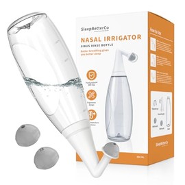 Irrigador nasal, botella de enjuague sinusal, sin BPA, diseño ergonómico, 2 puntas para adultos/niños, reduce los ronquidos, alivia la congestión, fác