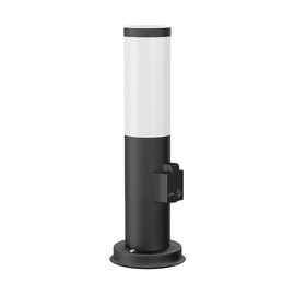 ledscom.de Poru Bollard Light with Socket for Outdoor Use, Black, Round, 38.5 cm, Includes Smart Home RGBW E27 LED Lamp, 892 lm