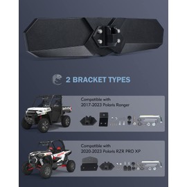 Lupar UTV Rear View Mirror, Aluminum Rearview Center Mirrors w/2 Types Mounting Bracker fit 2020-2023 Polaris RZR PRO XP/4, 2017-2023 Polaris Ranger 500 570 900 XP 1000 XP/Crew