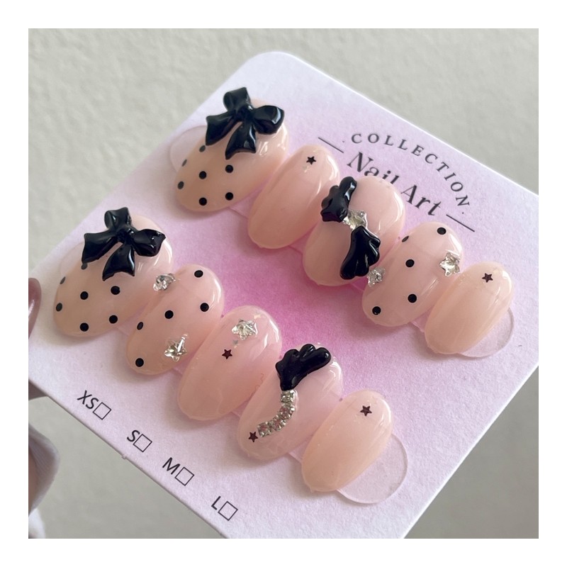 Satin Curie Handmade Nail Tips - Midi Long Oval /