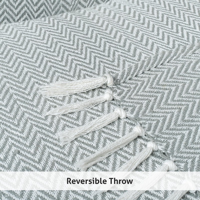 EHC Chevron Throw Blanket, Handwoven Cotton Throws for Sofas Bed