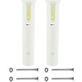 POFET 2pcs Poles Wall Mounted Fishing Rod Holders Tubes Links outdoor Fishing Rod Holder Rack Rests with Screws - White