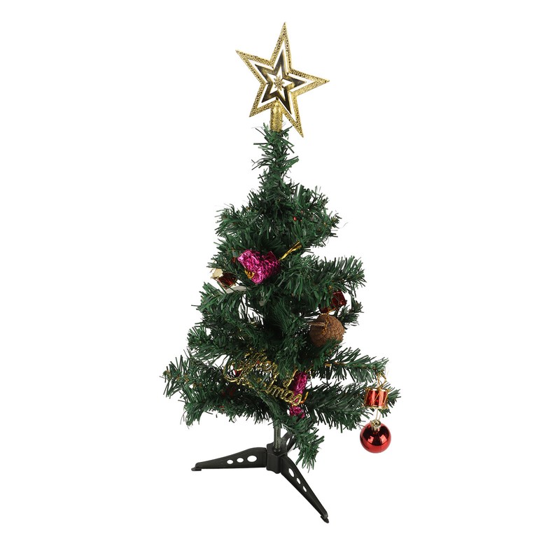 19.7inch Tabletop Christmas Tree Mini Artificial Decorated Christmas Tree Set