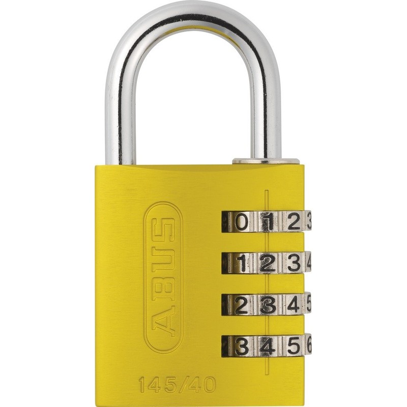 Padlock combination aluminum 40mm yellow