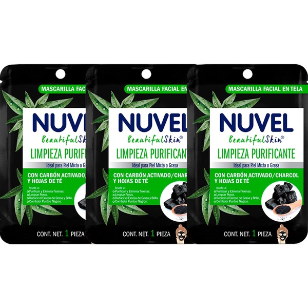 Nuvel Mascarilla Facial en Tela Limpieza Purificante, para Piel Mixta