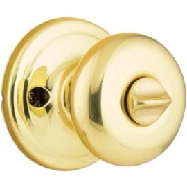 Kwikset (2)-Kwikset Signature Series Polished Brass Bed & Bath Door Knob 730J 3 CP