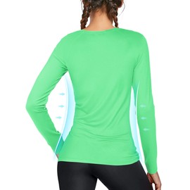 isnowood Womens Long Sleeve Rash Guard, UV UPF 50+ Sun Protection Shirts, Quick Dry Lightweight Tops for Swimming Workout Hiking Running