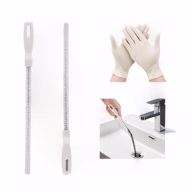 2 Pack Sink Snake Drain Clog Remover Tool Kit with 1 Pairs of Gloves - Hair Clog Remover for Sink, Shower, Kitchen, and Tub