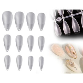 KAPSING 120 Stück Klare Kurze Mandel nageltips, Kurze Mandel Nagelspitzen für Nägel, 12 Größen Full Cover Tips für Gelnägel, Acryl Nägeltips zum Aufdrücken