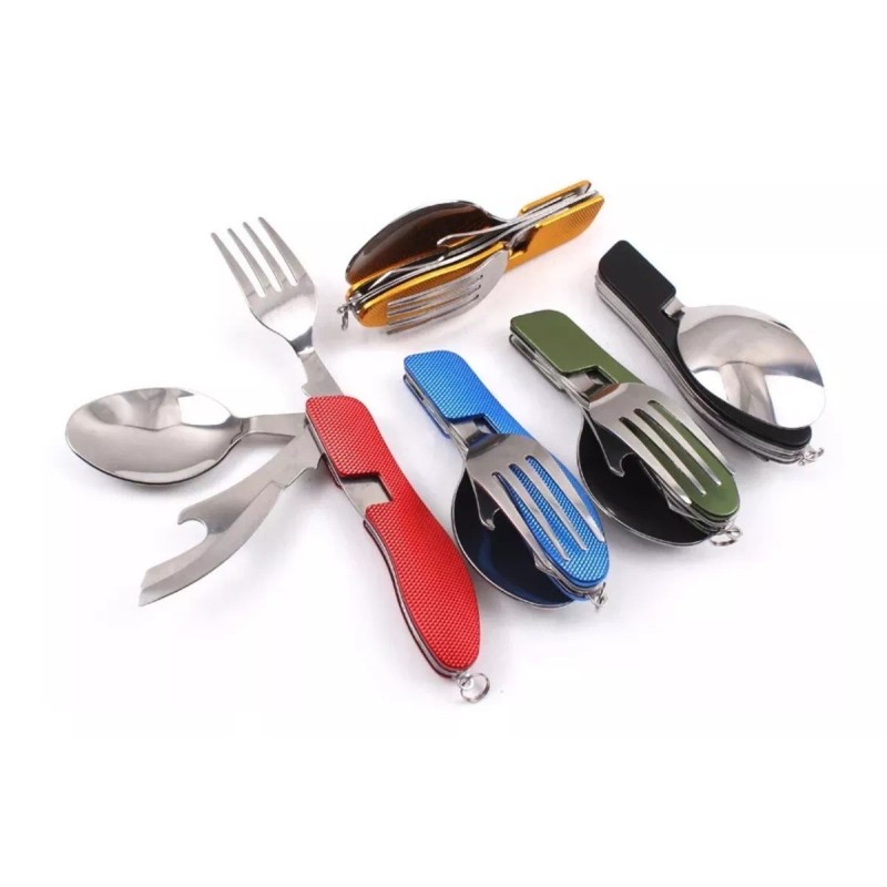 Camping Range Cubiertos Plegables Campismo Senderismo Viaje Navaja 4 En