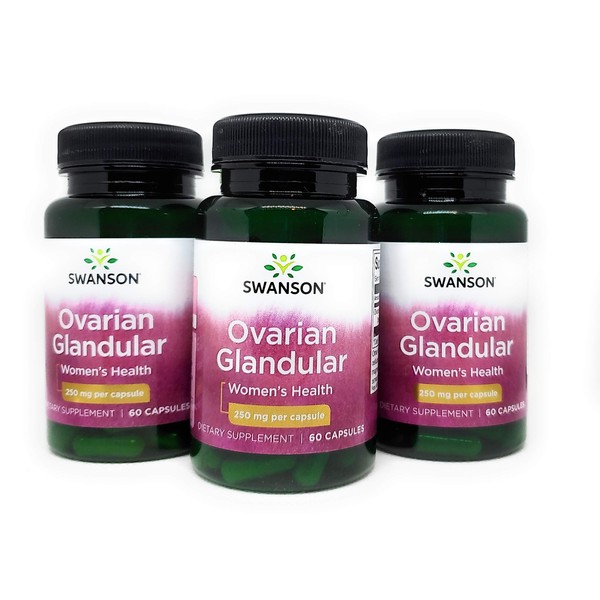 Swanson Ovarian Glandular Women's Hormone Ovarian Health Hormonal Balance Support Supplement 250 mg 60 Capsules (3 Pack)