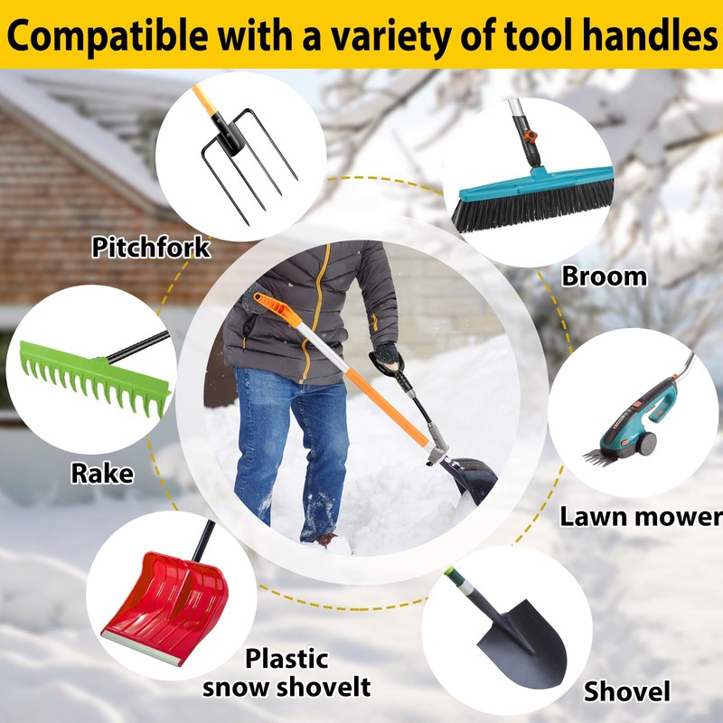 Universal Shovel Handle, Strain-Reducing Elasticity Snow Shovel Handle Ergonomic Back