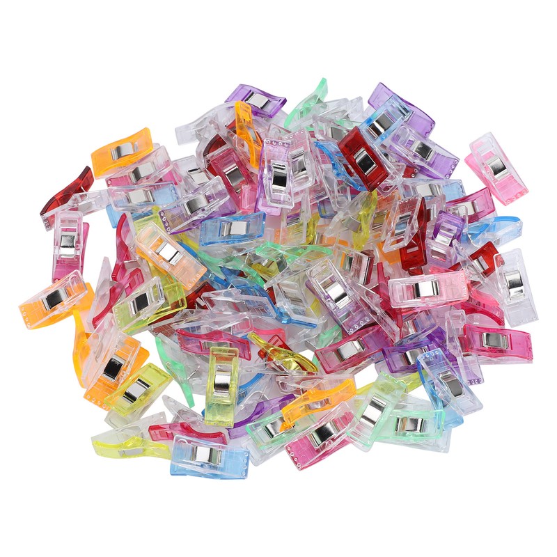 100Pcs Hemming Clips DIY Colorful Plastic Fabric Cloth Craft Clip