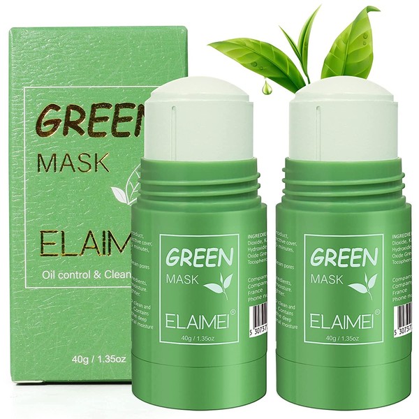 Green Tea Mask, Deep Removes Blemishes and Dead Skin Tissue in Pores, Prevents Acne Improves Skin Tone and Removes Pores for All Types of Men and Women (Pack of 2)