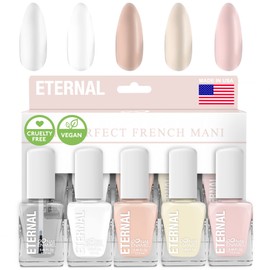 Eternal White French Nail Polish Set (ET VOILA) - Clear Nail Polish Set for Girls - Lasting & Quick Dry Pastel Nail Polish Set for Women for Home DIY Mani Pedi - Made in USA, 13.5mL (Set of 5) | Eternal