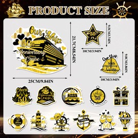 50th Anniversary Cruise Door Magnets - Cosmisun 14PCS Happy 50th Anniversary Cruise Door Decorations Magnetic Magnet Stickers for Married in 1975 Men Women Wedding Carnival Cabin Refrigerator Decor