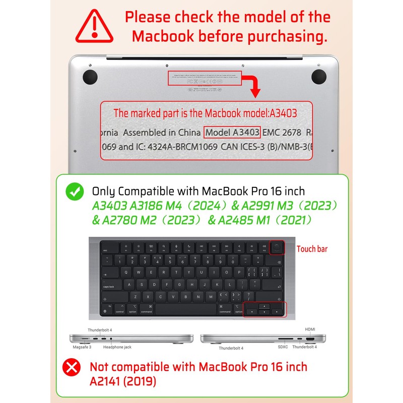 Seorsok Compatible with MacBook Pro 16 inch Case 2024-2021 M4
