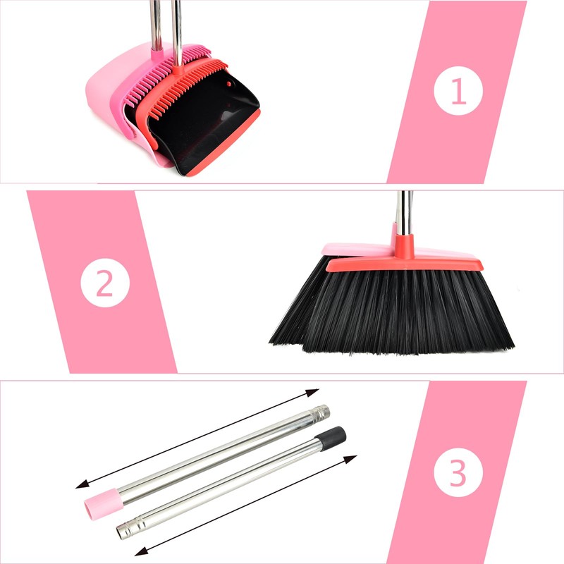 XXFLOWER Broom and Dustpan Set, Dustpans with Broom Combo for
