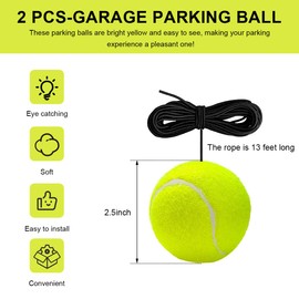 ZNDAW 2 PCS Garage Parking Aid Ball, Tennis Ball Car Stop Indicator with Adjustable Height Lanyard, Parking Guide System Sensor Assistant Kit with Screw Hooks & Clips for Vehicles