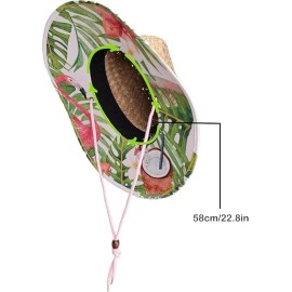 KC Republic Fabric Pattern Print Straw Kids Boys Sunhat, Ages 3+, Lifeguard Hat