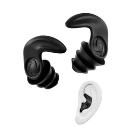Ear Plugs for Sleeping, Block Snoring & Noise, Ear Plugs Float, Non-Slip Seat Even When Side Sleeping, Swimming & Running, Ideal for Travel, Work & Sports, Black
