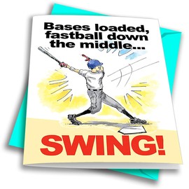 Play Strong HOME RUN Baseball Birthday Card 1-Pack (5x7) Power Player Illustrated Sports Birthday Cards Greeting Cards- Awesome for Baseball Players, Coaches and Fans Birthdays, Gifts and Parties!