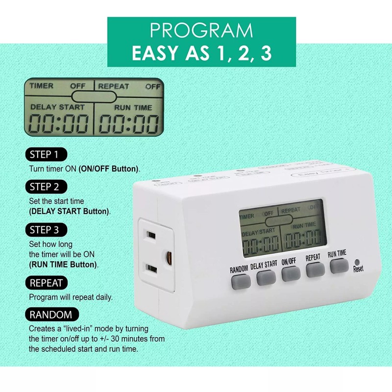 Clear Power CP Grounded Outlet EZ Digital Timer & 2