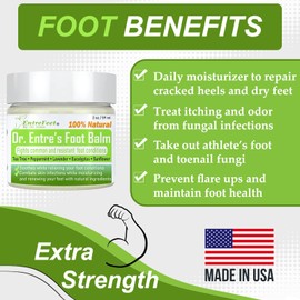 Dr. Entre's Foot Balm: Tea Tree Oil & Shea Butter Based - Organic Treatment Cream for Athletes Foot, Dry Feet, Cracked Heels, Itching, and Odor - Foot Care E-Book Included
