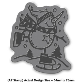'Ice Skating Snowman' Rubber Stamp - Unmounted Design for Crafting & Scrapbooking, A7 (RS00045304)
