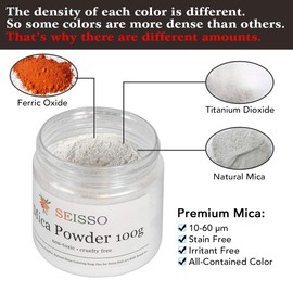 SEISSO マイカパウダー レジン 着色剤 ネイルパウダー 3.5 oz/100g エポキシ顔料 DIY キラキラ顔料 パウダー 絵具 スライム ペンキ 塗装 石鹸着色剤 マニキュア カラー顔 キャンドル作り バスボム用 アイシャドウ イルデザイン UVレジン用染料 タンブラー ポリマークレイ (シルバーホワイト)