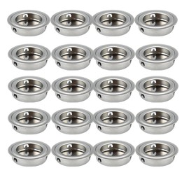 BOZONLI Pack of 20 recessed handles, stainless steel sliding door handle, handle shell, round inlet handle for sliding doors, drawers, cupboards (diameter 35 mm)
