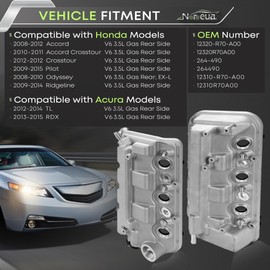 Aluminum Front Cylinder Valve Cover Fit 2012-2015 Honda Pilot, 2008-2017 Odyssey, 2009-2014 Ridgeline, 2010-2012 Crosstour, 2008-2012 Accord Replace# 12310R70A00 12310R70A10